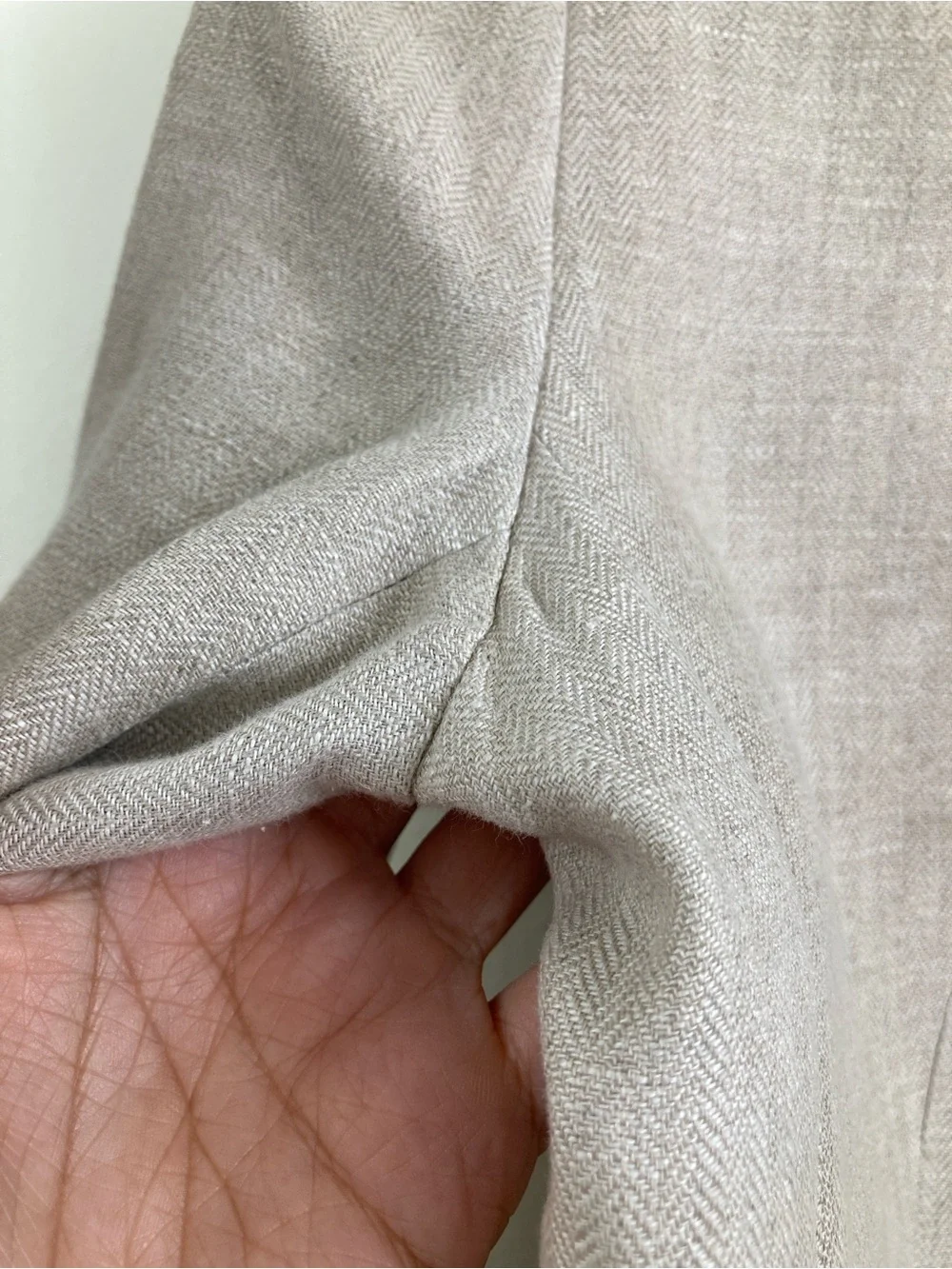 LOFT One Button Herringbone Blazer Size 8 Beige Linen Color Jacket